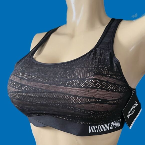 Victorias Secret The Player Unlined Racerback Sport Bra Medium Support bra black - Picture 1 of 5